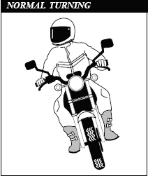 Hem motosiklet hem sürücü birlikte aynı açıda duracak şekilde dönmelidir